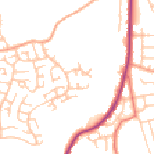 Daytime road noise heatmap for ST1 6UD