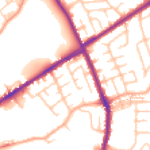 Daytime road noise heatmap for ST1 6XJ