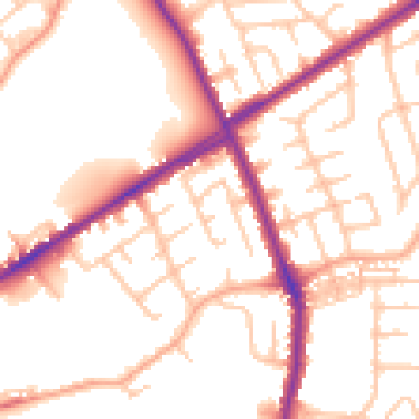 Daytime road noise heatmap for ST1 6XR
