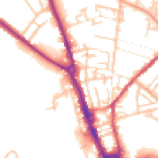 Daytime road noise heatmap for ST16 2RQ