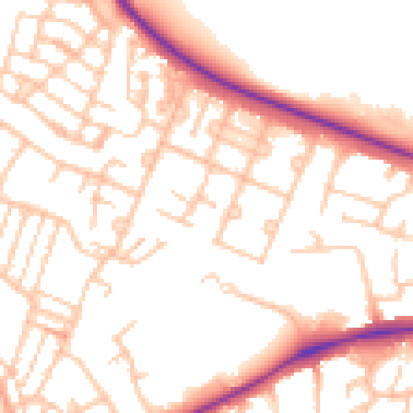 Daytime road noise heatmap for ST16 3SZ