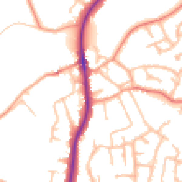Daytime road noise heatmap for ST19 5AF