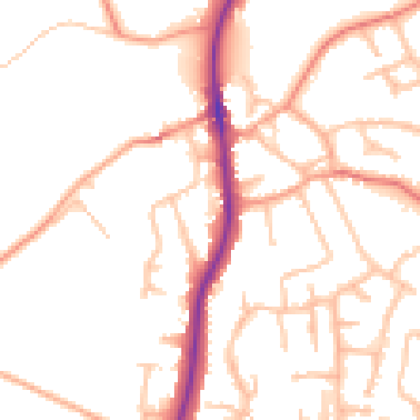 Daytime road noise heatmap for ST19 5AJ