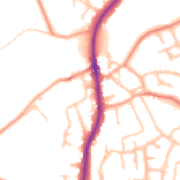 Daytime road noise heatmap for ST19 5AL