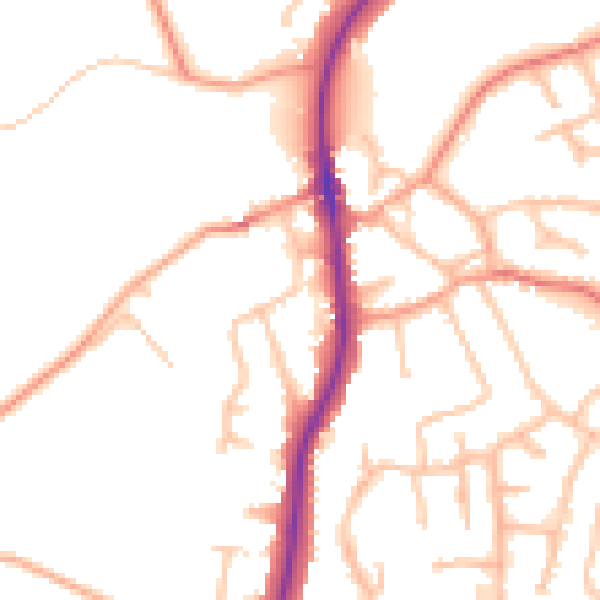 Daytime road noise heatmap for ST19 5AN