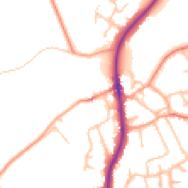 Daytime road noise heatmap for ST19 5AP