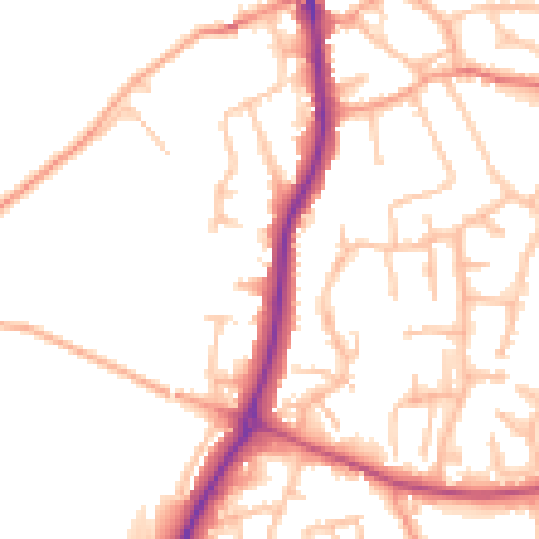 Daytime road noise heatmap for ST19 5AQ