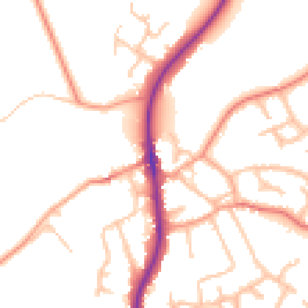 Daytime road noise heatmap for ST19 5AS