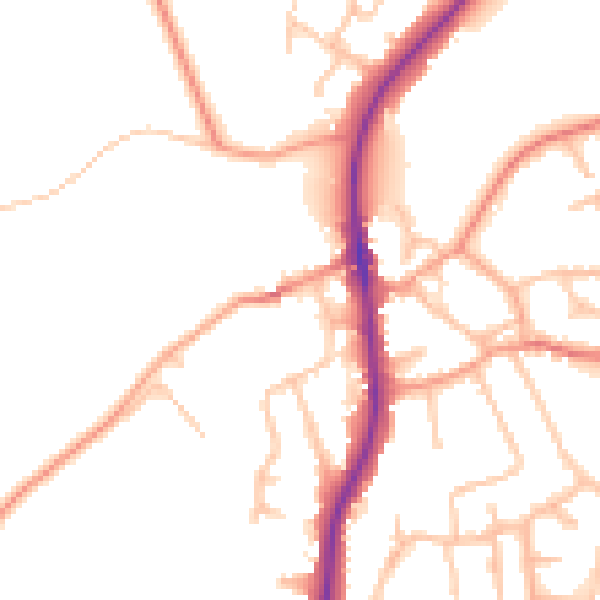 Daytime road noise heatmap for ST19 5AW