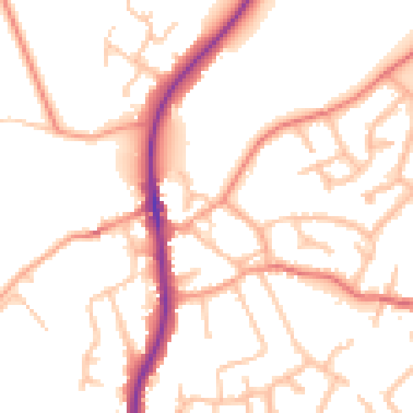 Daytime road noise heatmap for ST19 5AY