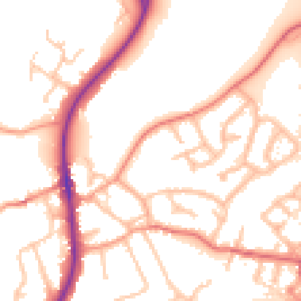 Daytime road noise heatmap for ST19 5BB
