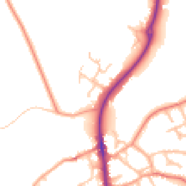 Daytime road noise heatmap for ST19 5DB