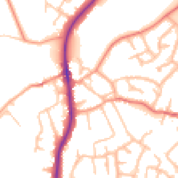 Daytime road noise heatmap for ST19 5DH