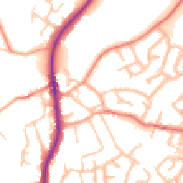 Daytime road noise heatmap for ST19 5DL