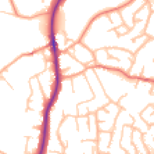 Daytime road noise heatmap for ST19 5DN