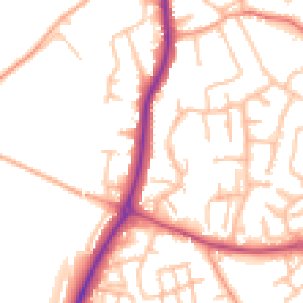 Daytime road noise heatmap for ST19 5DP