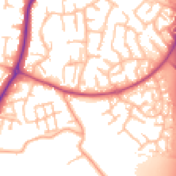 Daytime road noise heatmap for ST19 5HZ