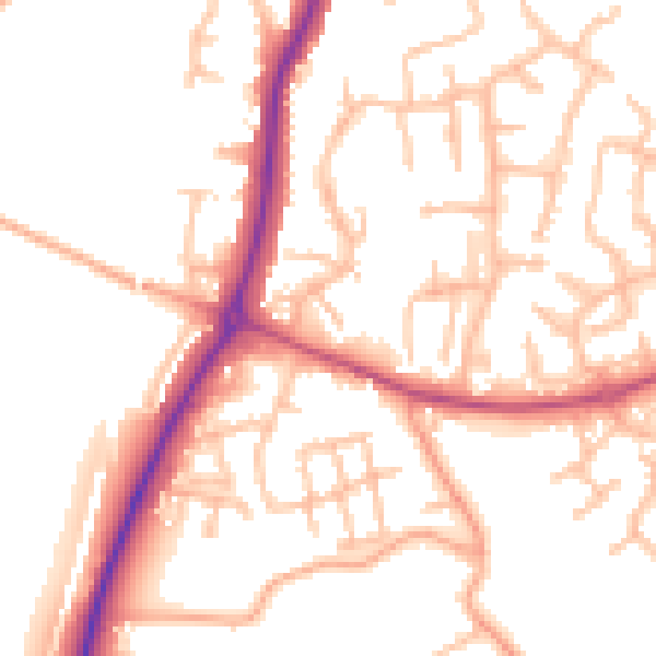 Daytime road noise heatmap for ST19 5LP