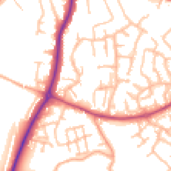 Daytime road noise heatmap for ST19 5LW