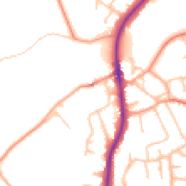 Daytime road noise heatmap for ST19 5LY