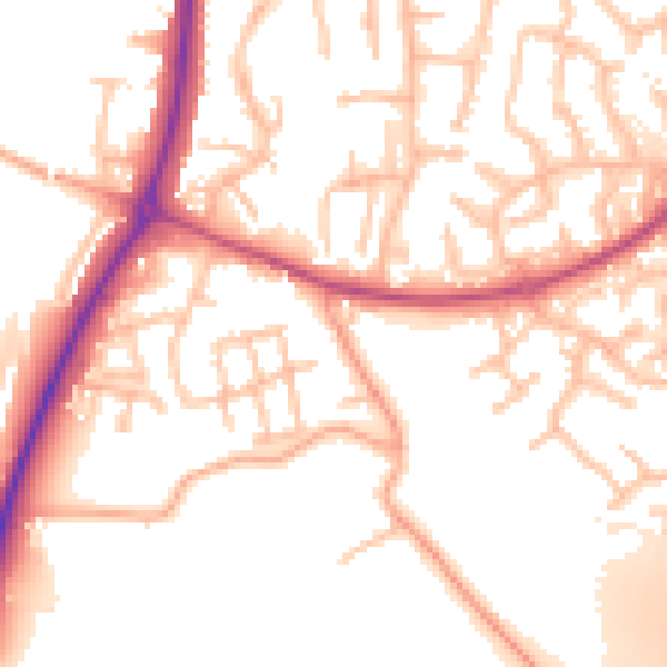 Daytime road noise heatmap for ST19 5NU
