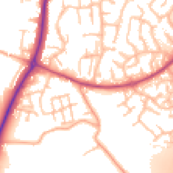 Daytime road noise heatmap for ST19 5NY