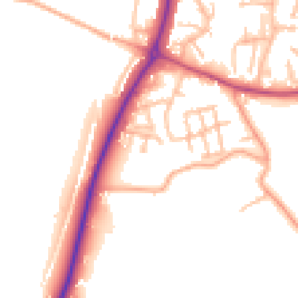 Daytime road noise heatmap for ST19 5PF