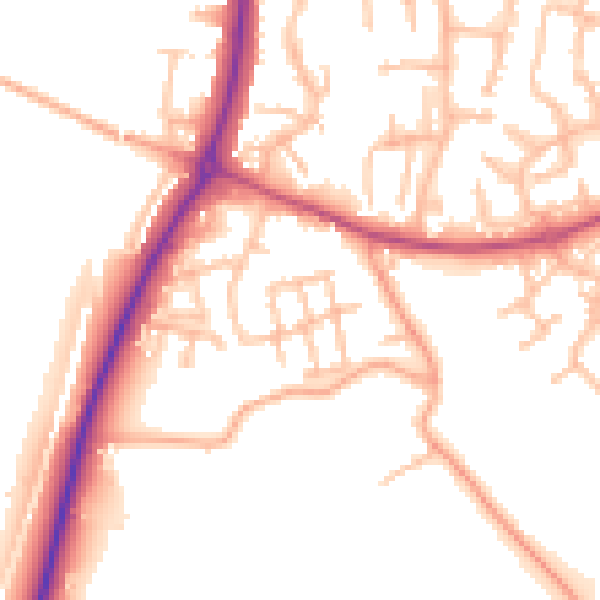 Daytime road noise heatmap for ST19 5TR