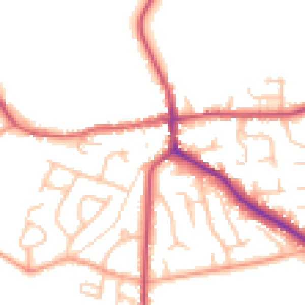 Daytime road noise heatmap for ST21 6AD