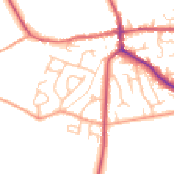Daytime road noise heatmap for ST21 6AE