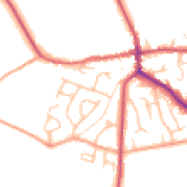 Daytime road noise heatmap for ST21 6AG
