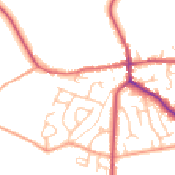Daytime road noise heatmap for ST21 6AJ