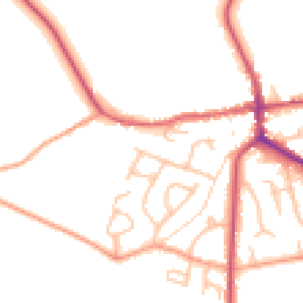Daytime road noise heatmap for ST21 6AQ