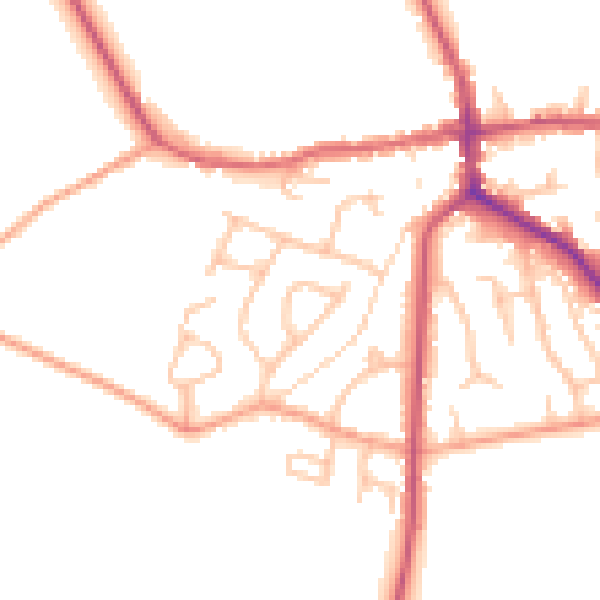 Daytime road noise heatmap for ST21 6AT