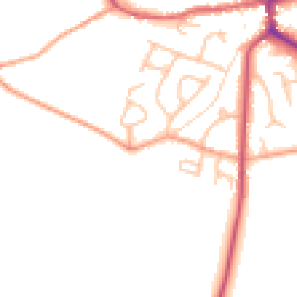 Daytime road noise heatmap for ST21 6AU