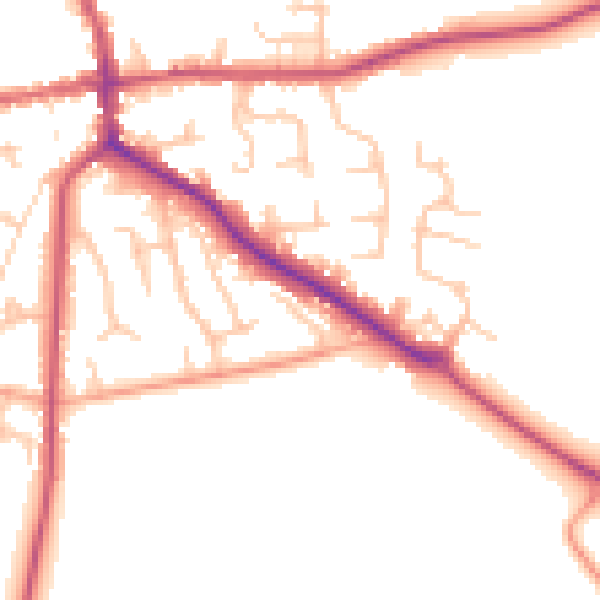 Daytime road noise heatmap for ST21 6AW