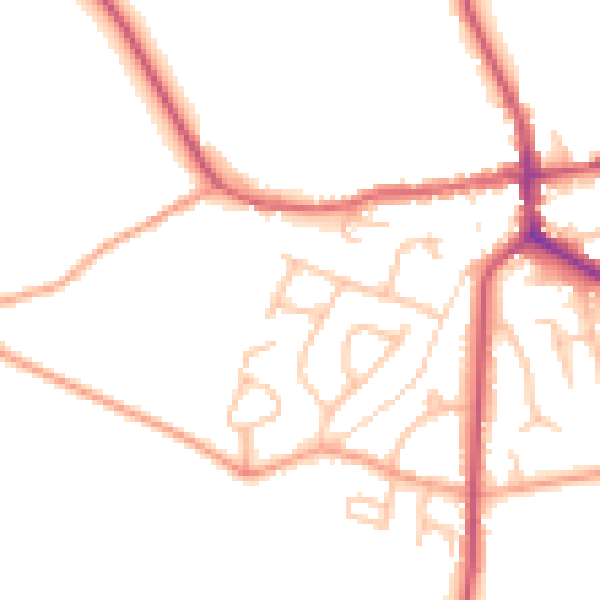 Daytime road noise heatmap for ST21 6AY