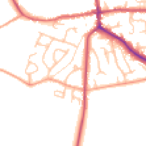 Daytime road noise heatmap for ST21 6AZ