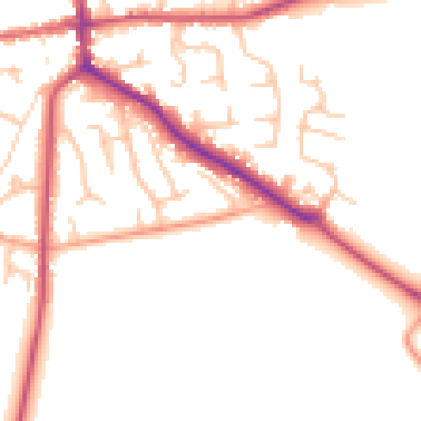 Daytime road noise heatmap for ST21 6BB