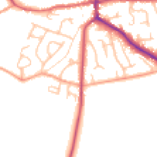 Daytime road noise heatmap for ST21 6BD