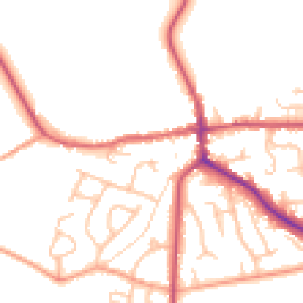 Daytime road noise heatmap for ST21 6BF