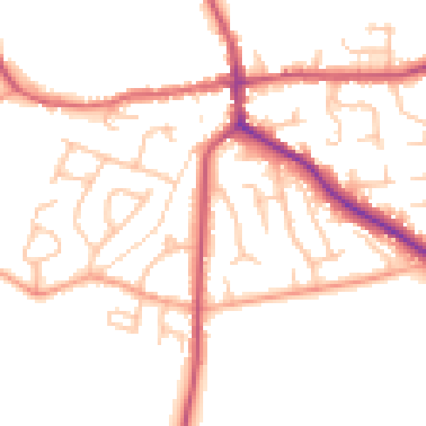 Daytime road noise heatmap for ST21 6BG