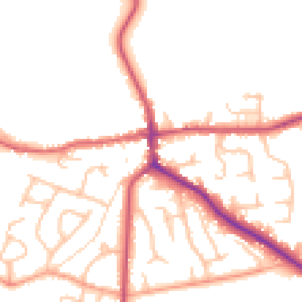 Daytime road noise heatmap for ST21 6BH