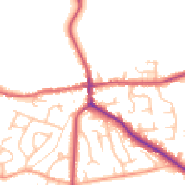 Daytime road noise heatmap for ST21 6BL