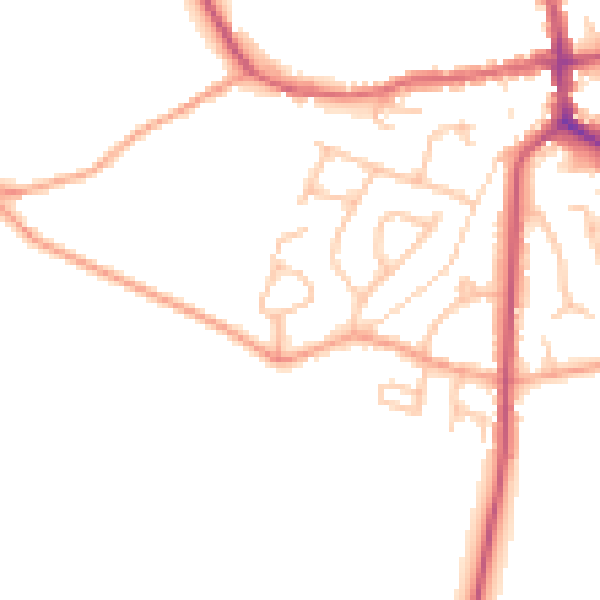 Daytime road noise heatmap for ST21 6BN