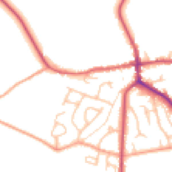 Daytime road noise heatmap for ST21 6BQ