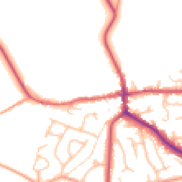 Daytime road noise heatmap for ST21 6BS