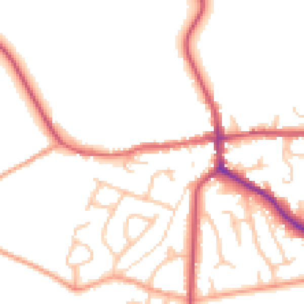 Daytime road noise heatmap for ST21 6BT
