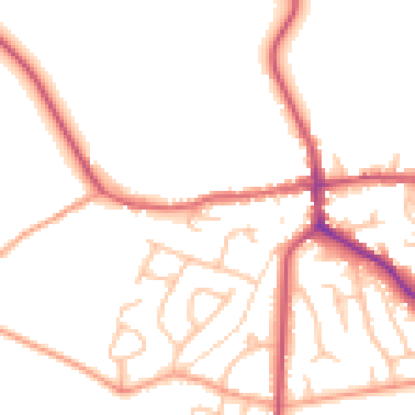 Daytime road noise heatmap for ST21 6BU