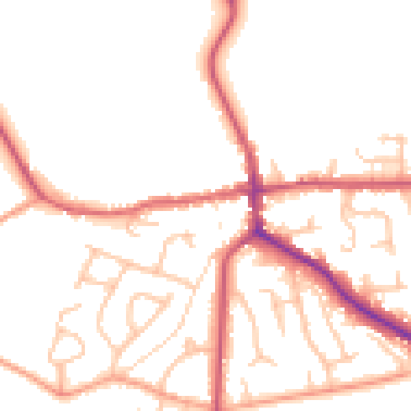 Daytime road noise heatmap for ST21 6BW